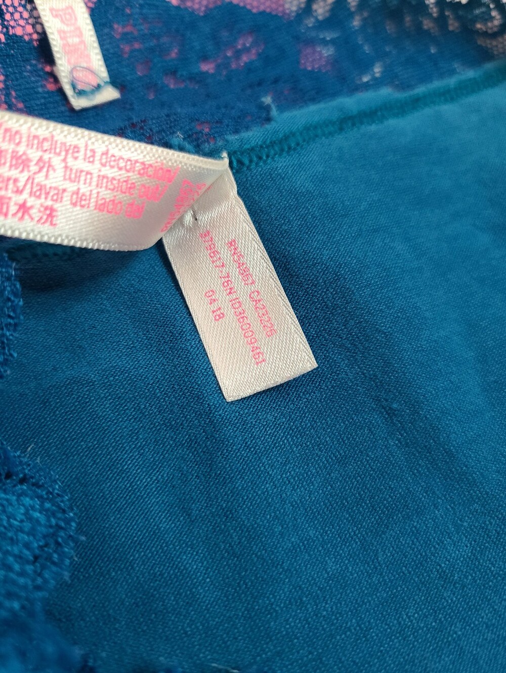 Retired VS PINK Lace Waist Cotton Low Rise Boyshort Panty Size Sm Blue Logo - Picture 6 of 6